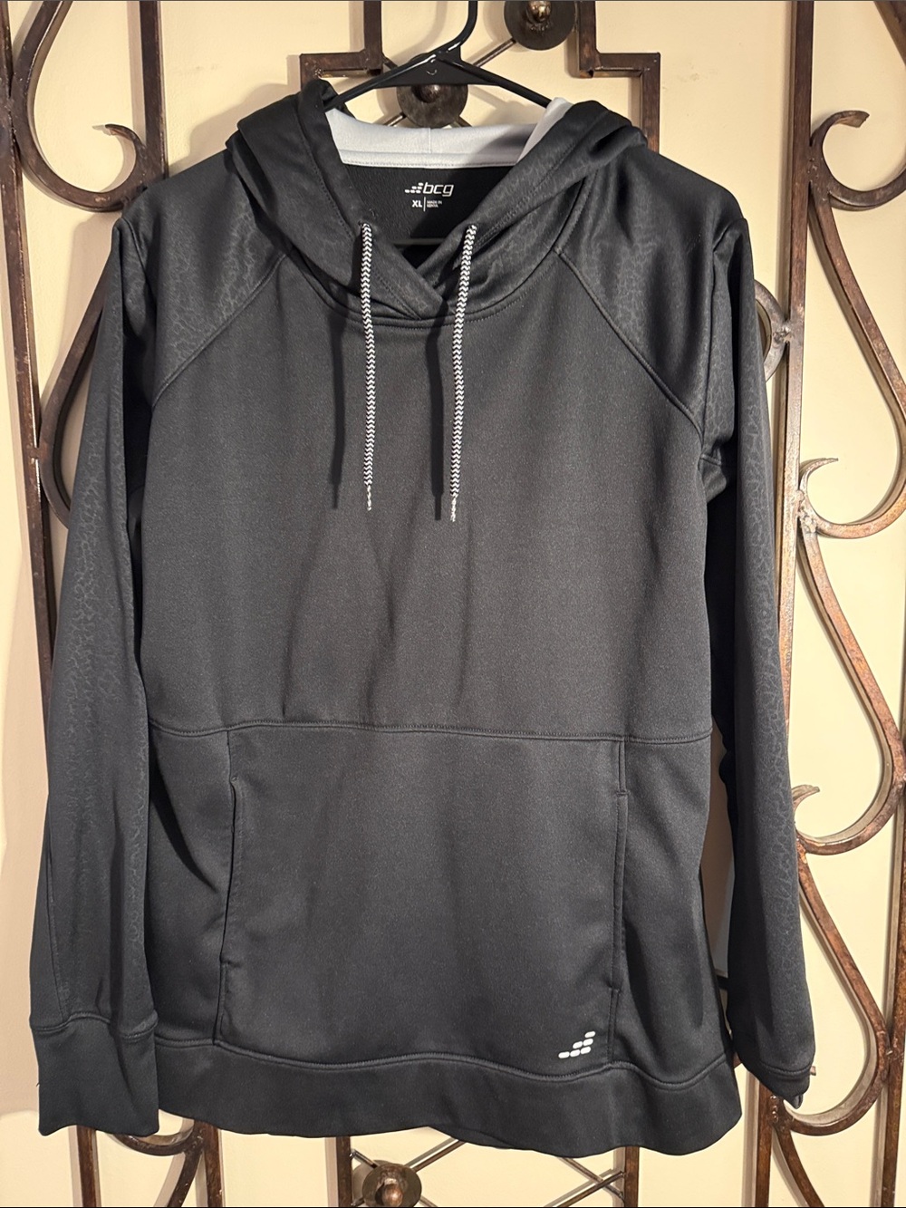 bcg Black Men's Pullover Hoodie Sweater with Front Pocket